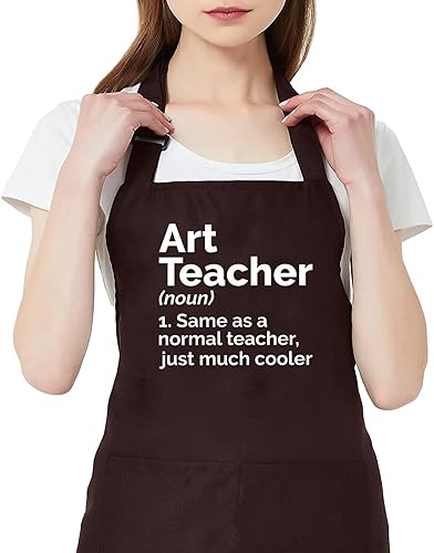 Art Teacher Apron for Women Art Lovers Waterproof Adjustable Bib 2 Pockets Kitchen Cooking Apron Artist Mentor Gift