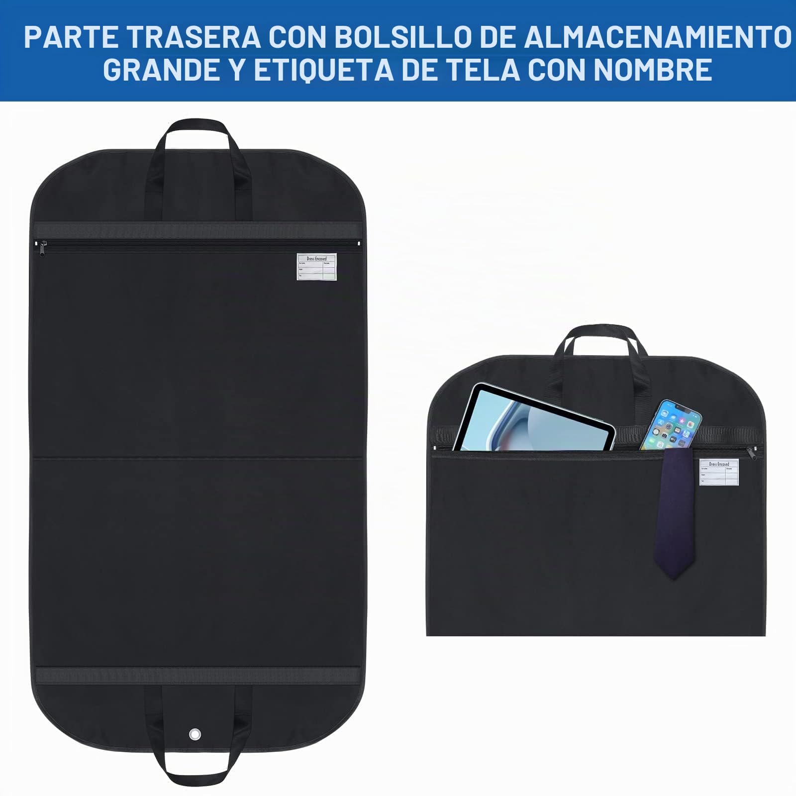 Bolsa Portatrajes de Viaje Premium 110x60cm para Hombre - Plegable, Transpirable con Asa y Cremallera - Funda Porta Trajes Completo en Tejido Oxford