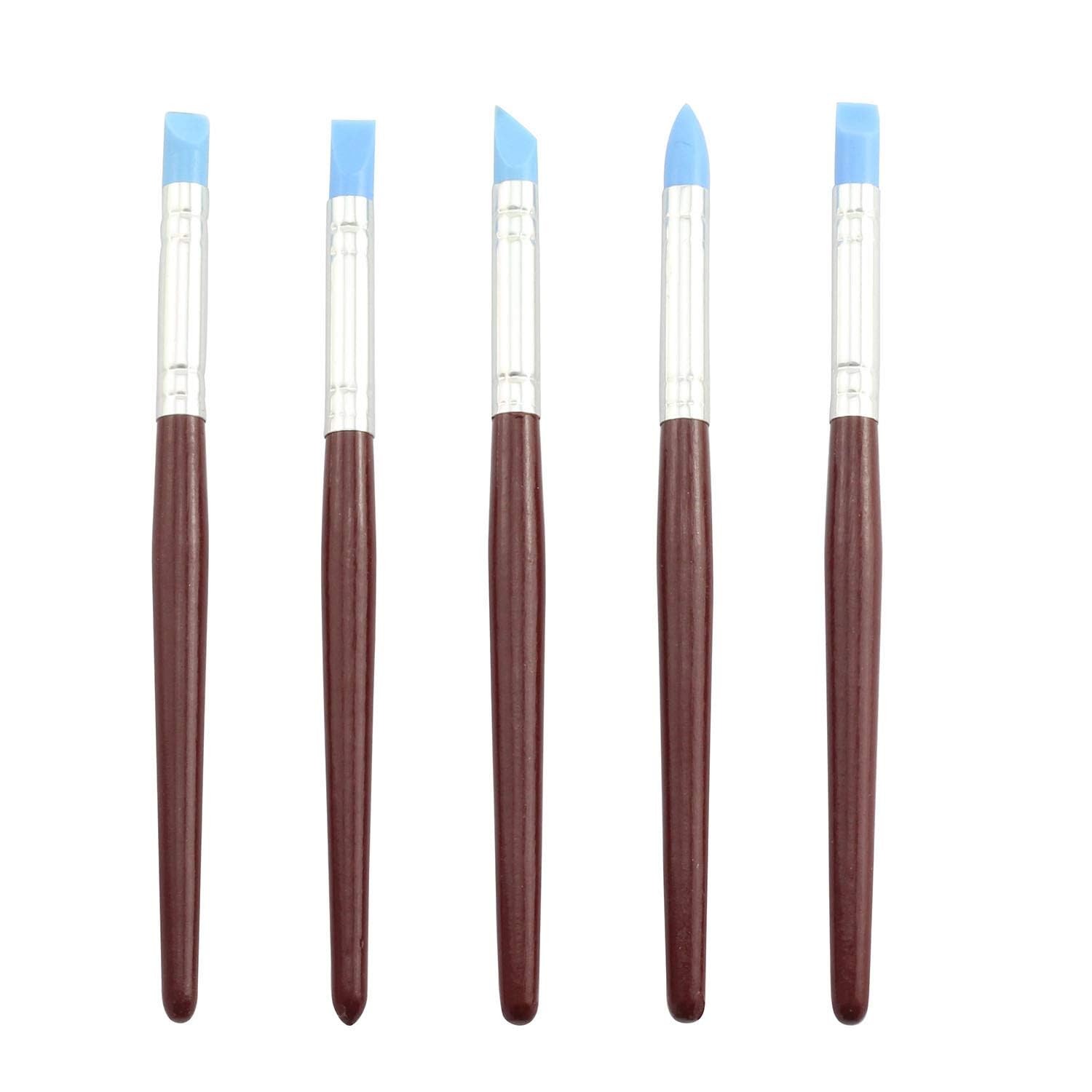 Rubber Tip Paint Brushes for Sculpture, Pottery, Color Shaping Clay Sculpting Tool 5PCS 5 Size Rubber Tip Silicone Brushes Ceramic & Pottery Tools (5 Pieces Rubber Tip Brush)-picture-12