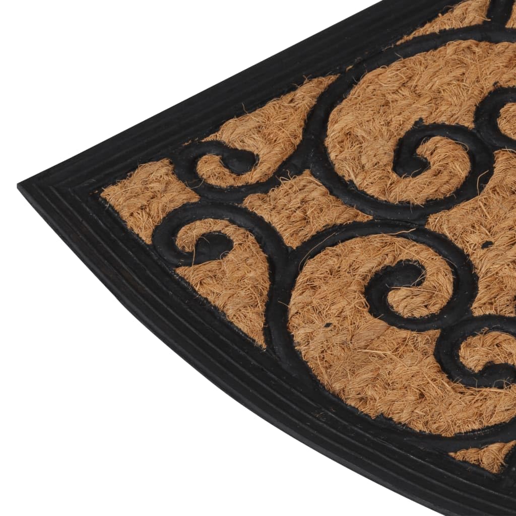 Felpudo semicircular 45 x 75 cm de goma y fibra de coco antideslizante para entrada, pasillo, terraza y jardín, resistente, impermeable, fácil de limpiar