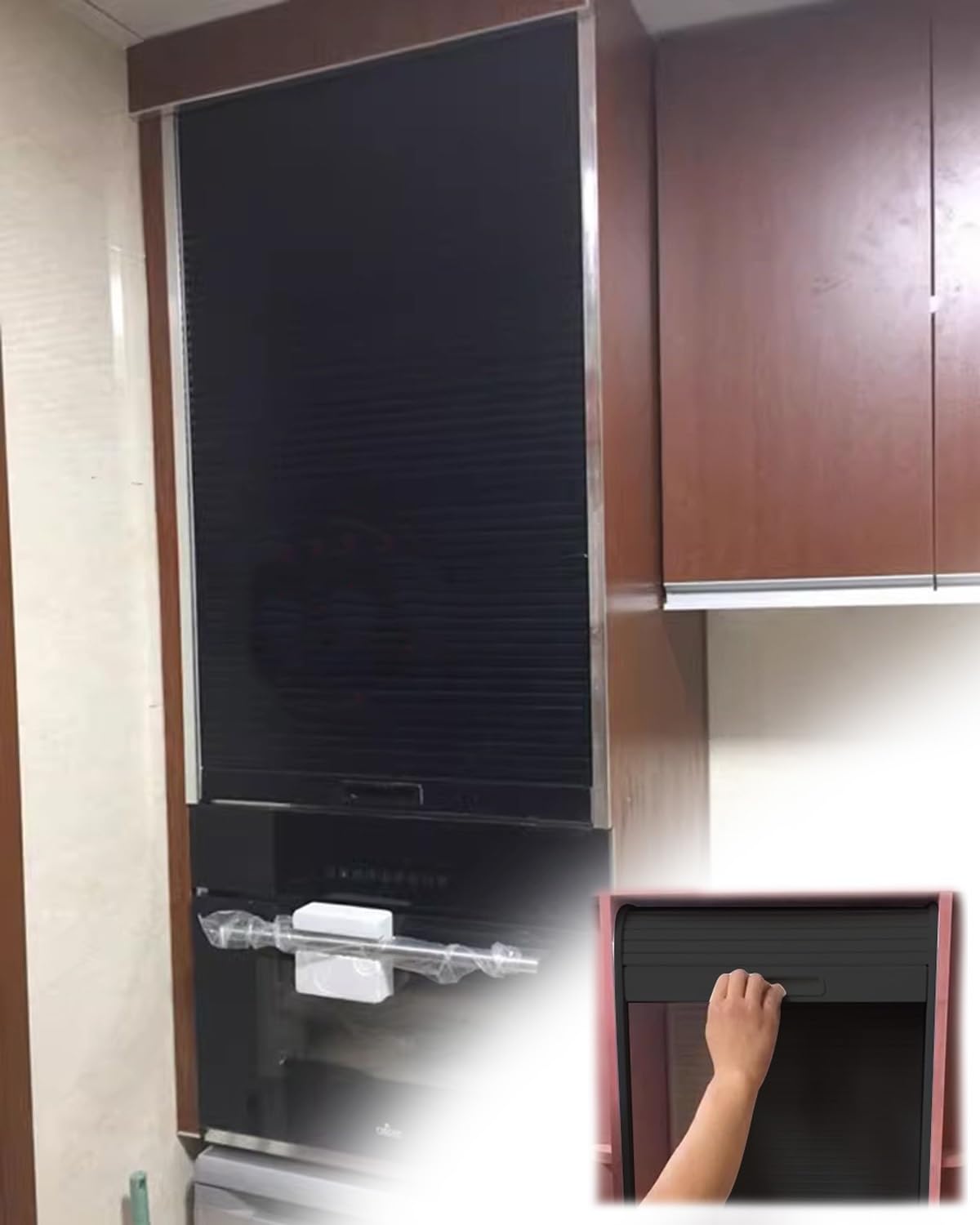 Roll Up Cabinet Door Kit Tambour, Space Saving Folding Sliding Door, Plastic Roller Doors for Cupboard Vanity Cabinet(32x42" (81.3x106.7cm))