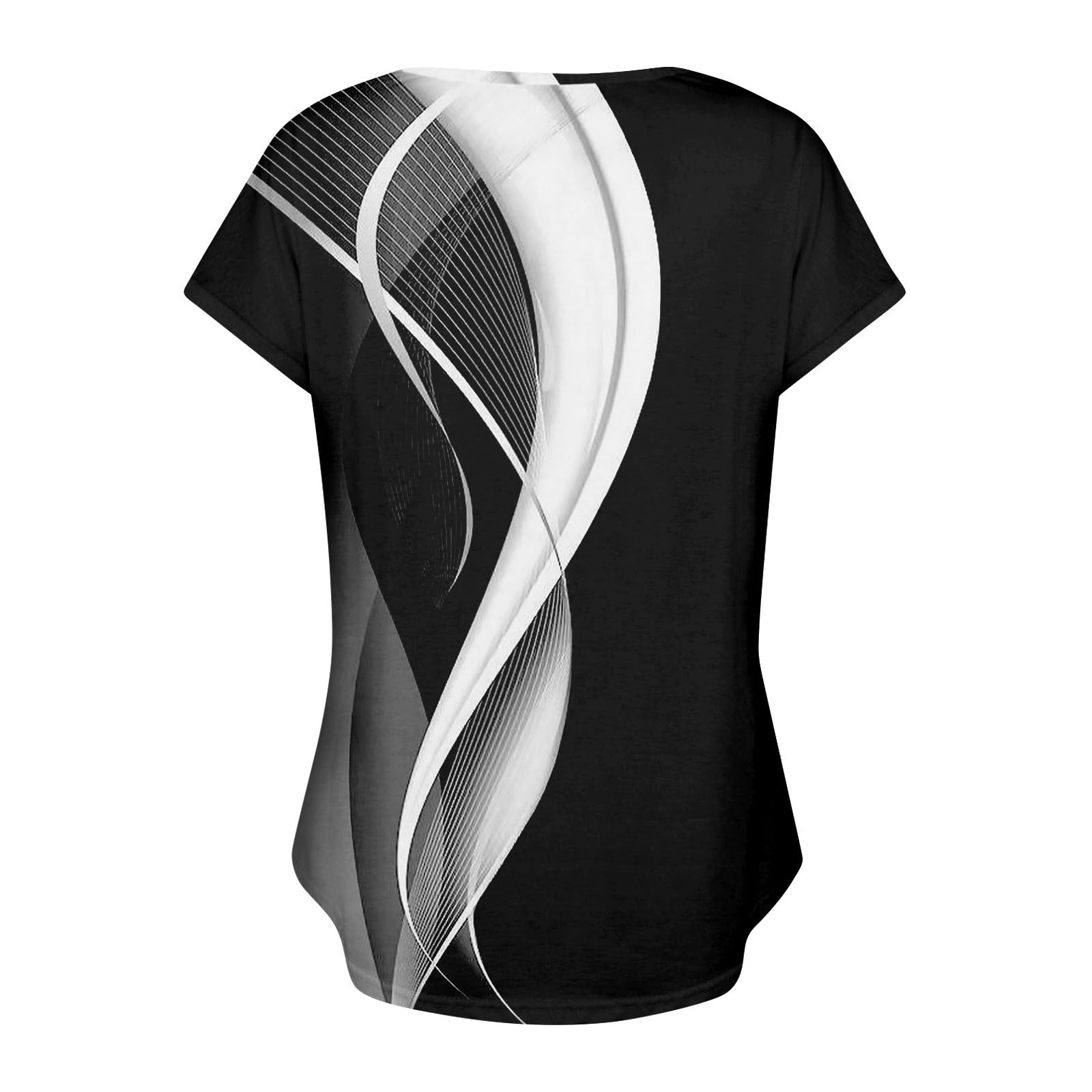 Camicette da donna a maniche corte primaverili eleganti casual vestibilità ampia magliette con bottoni decorazione estiva tinta unita tunica top, Bb-nero, XX-Large
