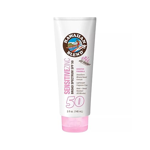 Hawaiian Blend - Protector solar a base de minerales de zinc para piel sensible, apto para arrecifes, SPF 50-5 fl oz