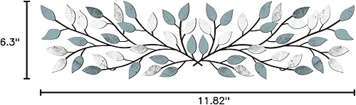 Miniatura 7 de Hotop 2 piezas de hojas de árbol de metal decoración de pared de hoja de olivo de vid arte de pared de hoja de hierro forjado sobre la cama, sala de