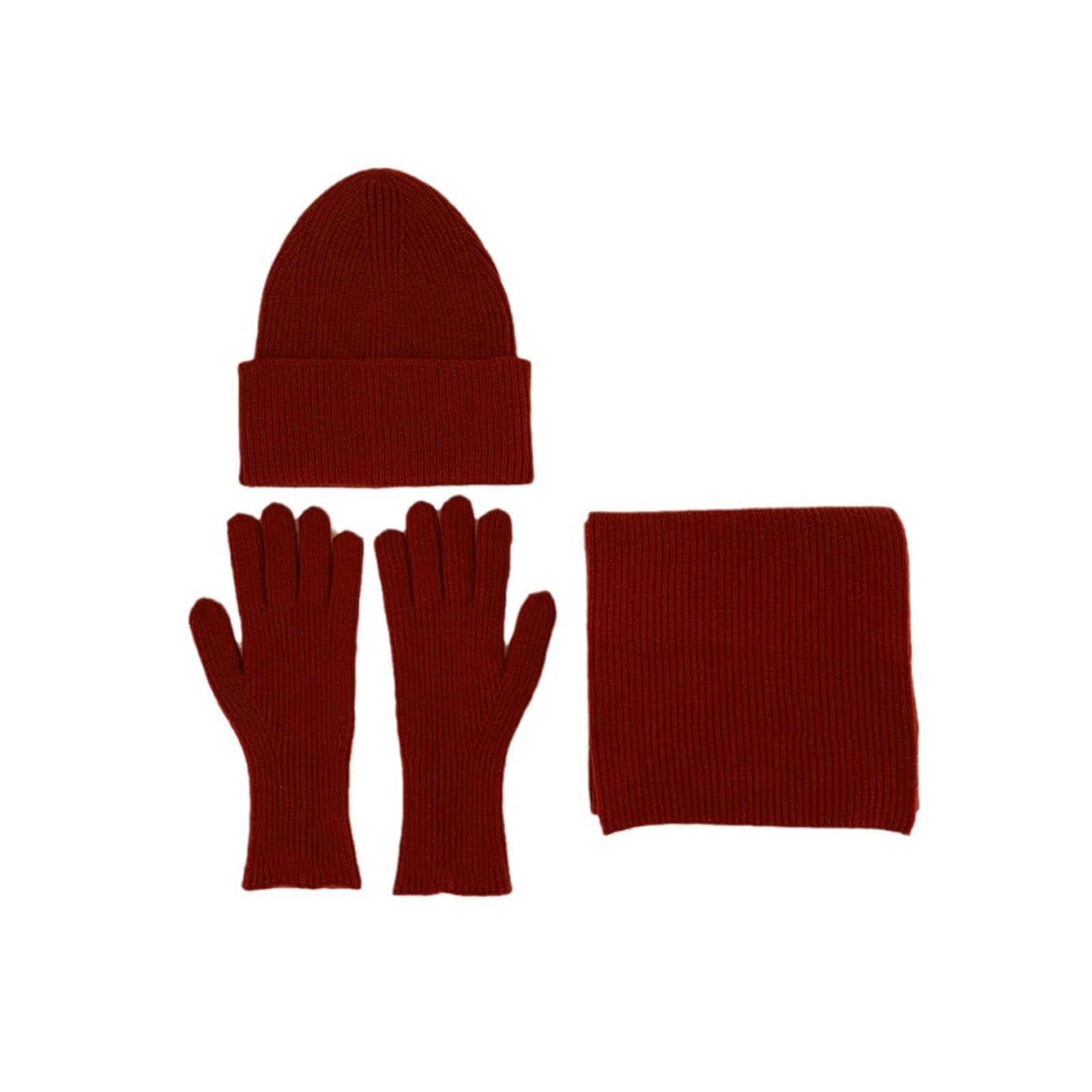 MICFENY Winter Warm Knit Hat Scarf And Gloves Set Acrylic Fibre Unisex Cold Weather Neckwear Handwear Set For Outdoor Activity