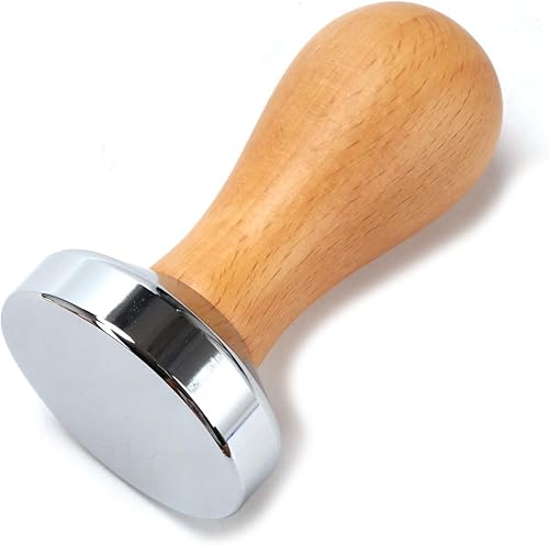 Miniatura 3 de Prensa de café para café expreso, base plana, mango de madera, para café molido, accesorio para máquinas de café espresso barista (2.008 in)