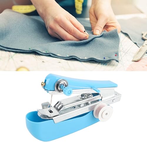 Miniatura 2 de Máquina de coser portátil de acero inoxidable para costura rápida Práctica mini máquina de coser azul para viajes domésticos