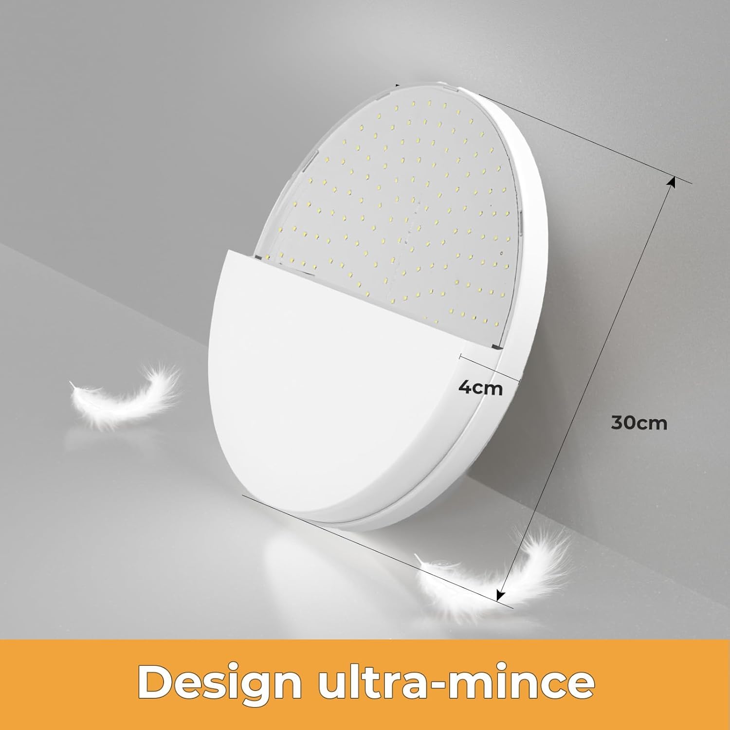 Plafonnier LED 48 W, plafonniers LED 4 800 lm 4000 K, P44 imperméable rond pour chambre à coucher, cuisine, salon, balcon, chambre Ø30 cm – 2 pièces
