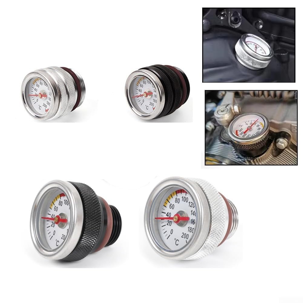 Compteur de température d'huile de moto avec dimensions standard du fil M30 x 1 5 et M20 1 5, alliage d'aluminium pour une surveillance fiable de la température du moteur (argent M20 x 1,5)