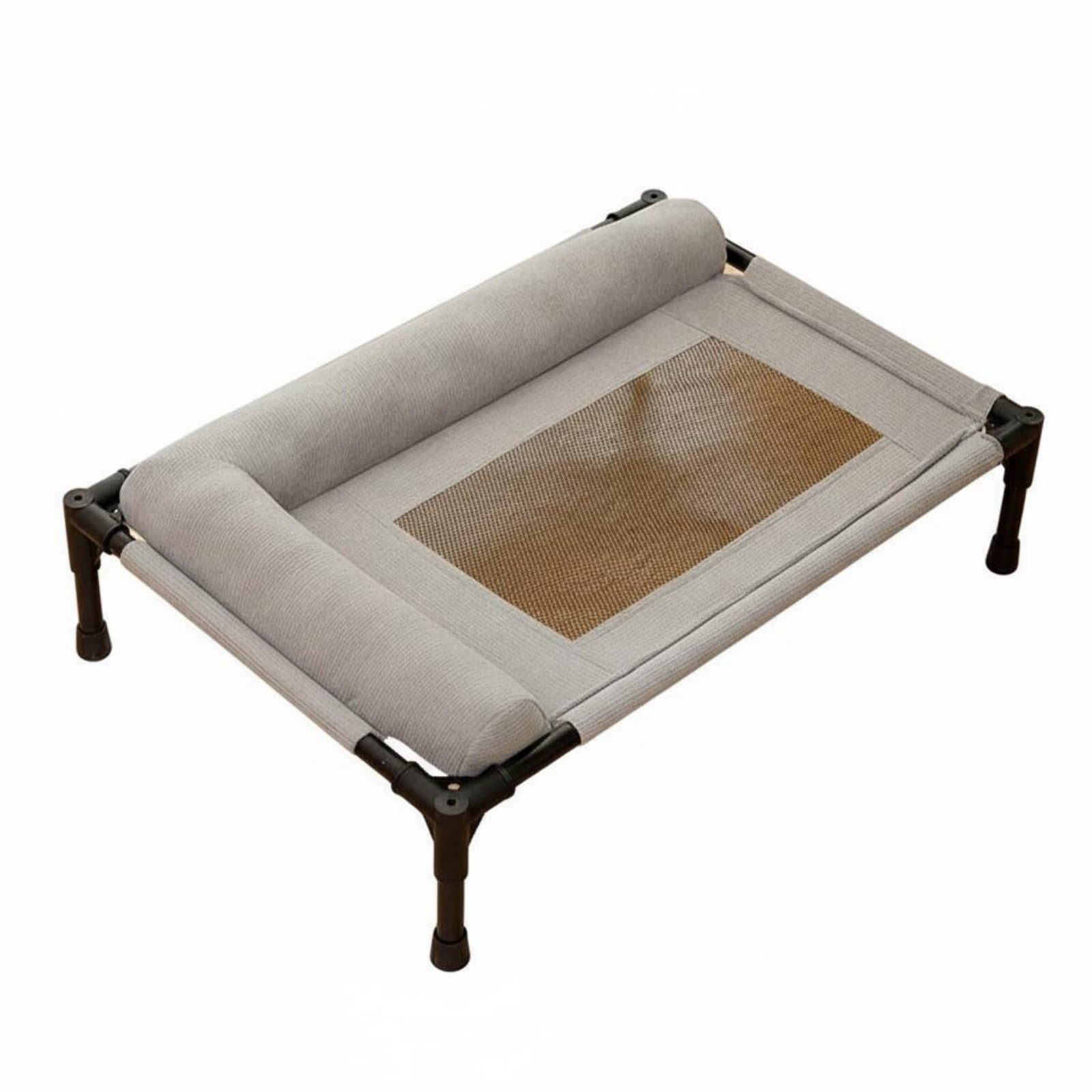 Bed Cama Elevada para Perros con Refuerzo en los Laterales Tejido de Malla Hipoalergénica y Fácil de Limpiar Adecuado para Gatos en Salón y Terraza, Gris, L