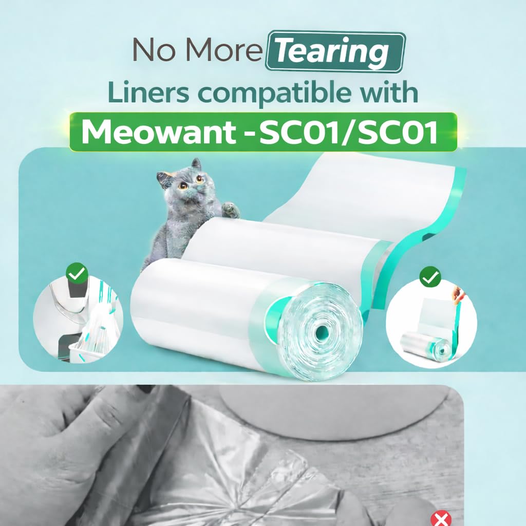 Cat Litter Liners Compatible with Meowant Litter Box MW-SC01/MW-SC02 – 120 Count, Extra Thick, Heavy Duty - image 4