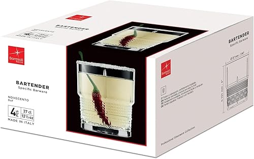 Miniatura 5 de Bormioli Rocco Novecento Barware DOF - Juego de 4 unidades, 12.5 onzas, transparente, diseño vintage, fabricado en Italia.