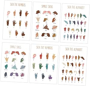 Amazon.co.jp: LEDMOMO 6pcs Sign Language Educational Hanging Picture ...