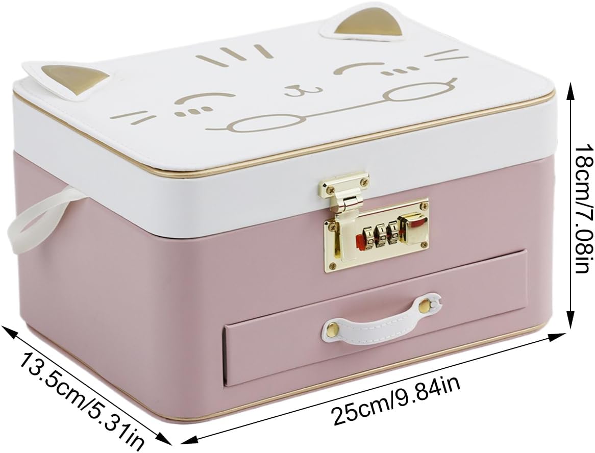 Jewelry Organizer Box – Lockable Storage Case, Large Capacity Ring Necklace Holder, Earring & Accessory Storage, Durable | Adorable Organization Gift For Kids, Adults, Christmas, Birthday, Home