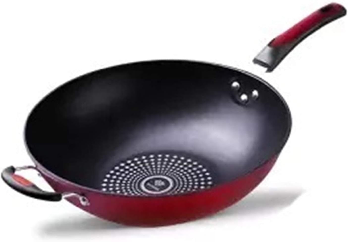 Cacerola antiadherente de 32 CM Wok No aceite fumar marihuana con Wok Wok Cocina de gas universal Pan antiadherente de hierro fundido de la crepe sartén olla de cocina (Color : 32cm)