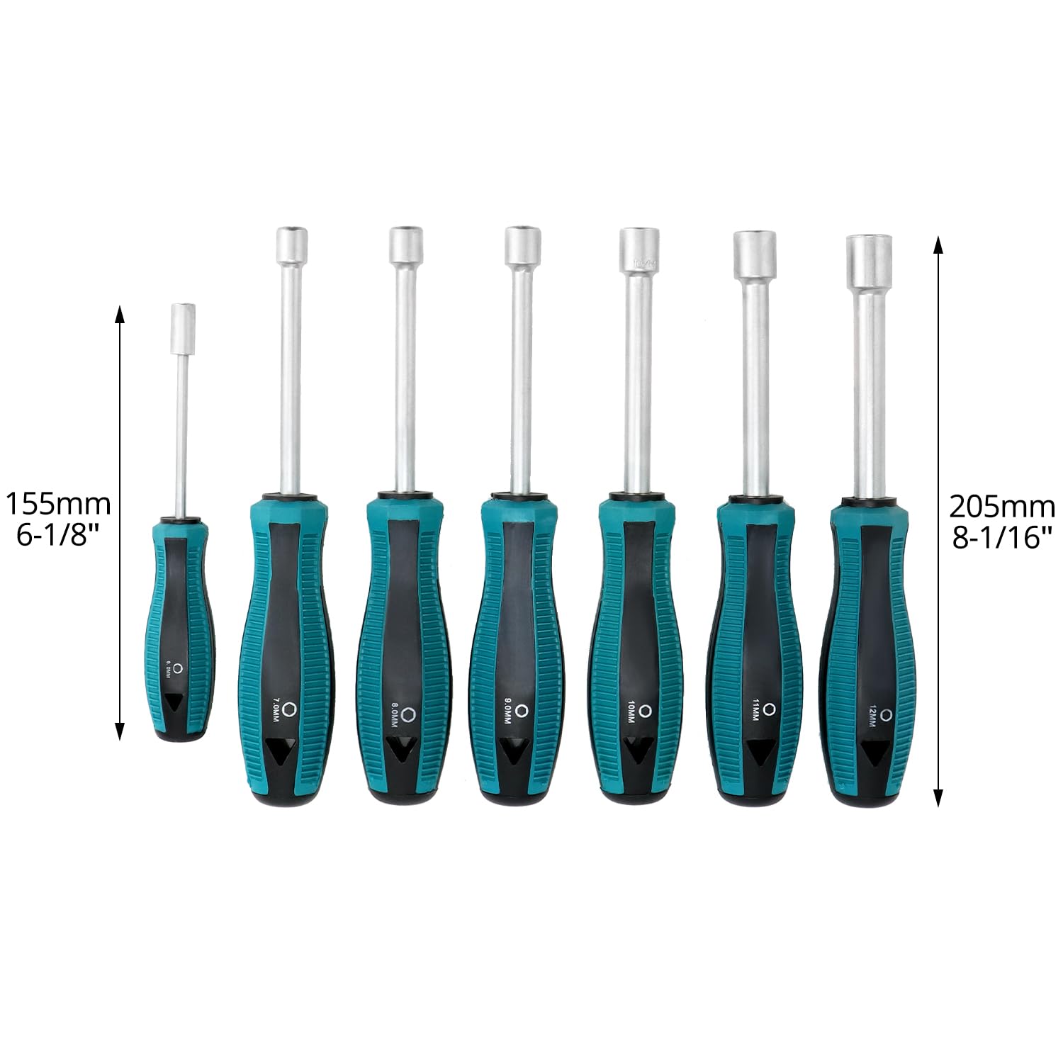 QWORK® 7 Pezzi Cacciavite a Bussola, 6-12 mm Set Cacciaviti, Chiavi a Tubo, per Viti Esagonali
