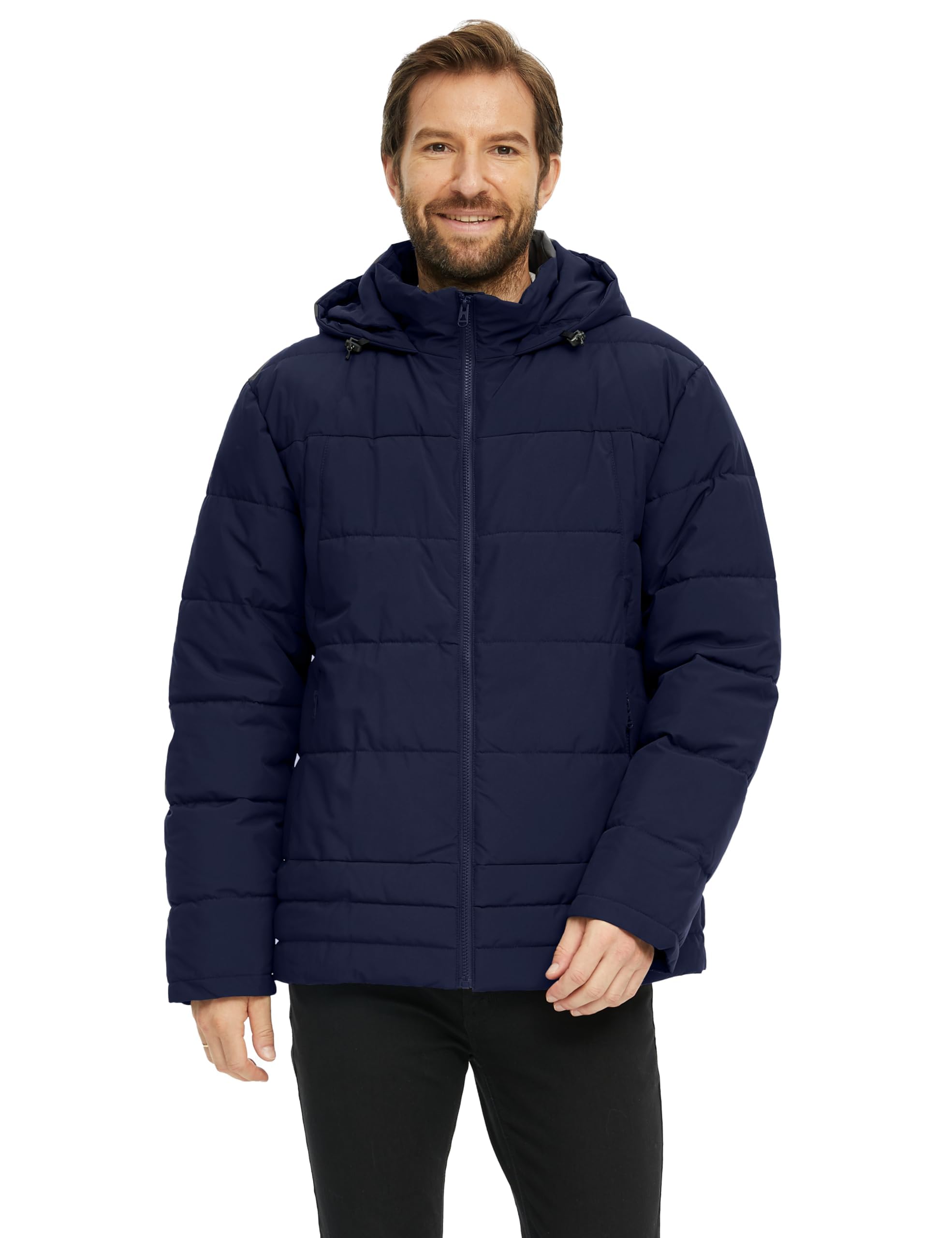 Wantdo Chaqueta Cálida de Invierno Chaqueta con Capucha Ajustable Desmontable Parka Acolchada Chaqueta de Trabajo al Aire Libre Repelente al Agua Hombres