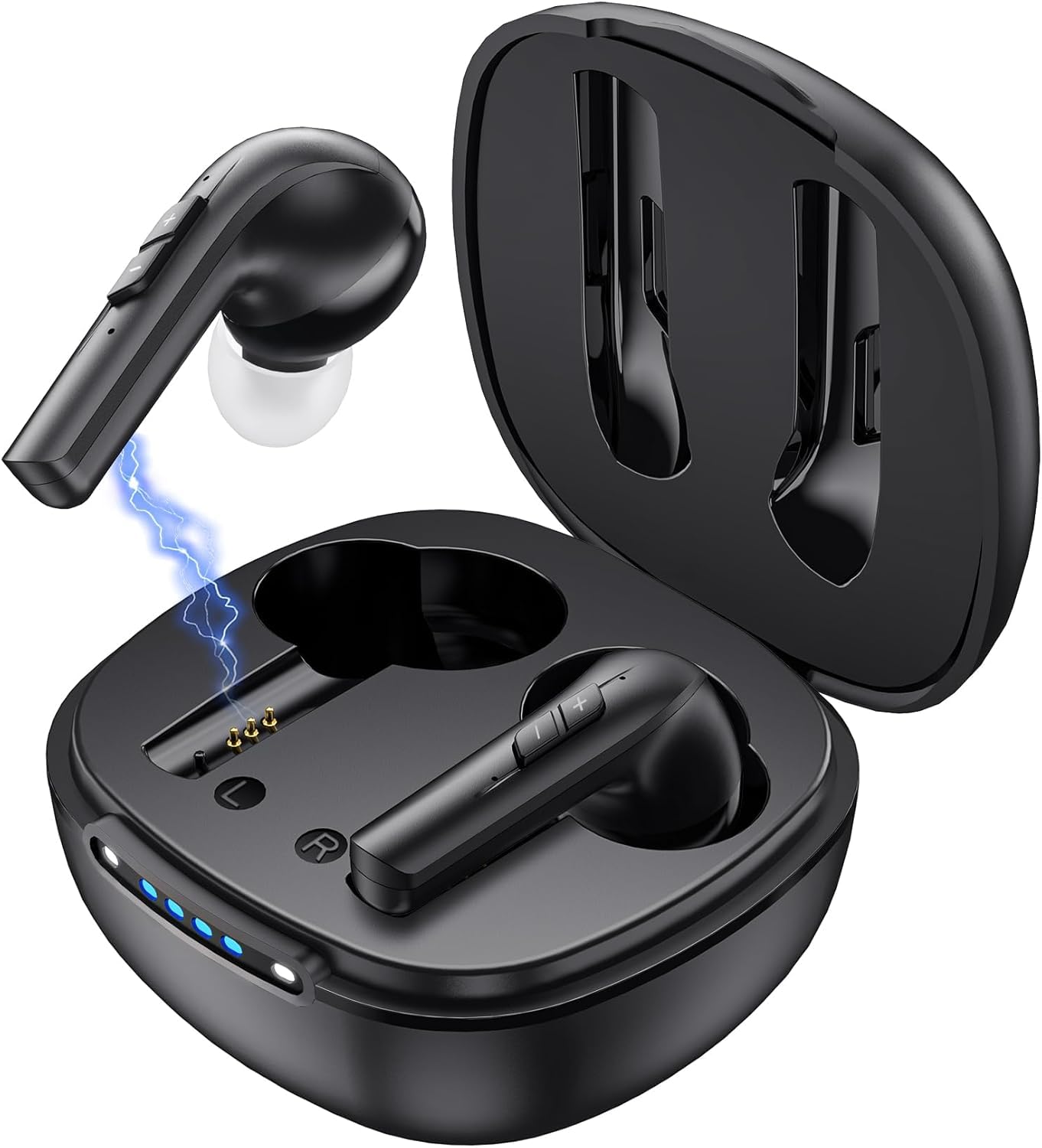 Hearing Aid for Seniors, Dual Microphone Intelligent Noise Reduction Hearing Device for Mild and Moderate Hearing Loss, Hearing Aids Rechargeable Earphone Digital Hearing Amplifier for Seniors(Black)