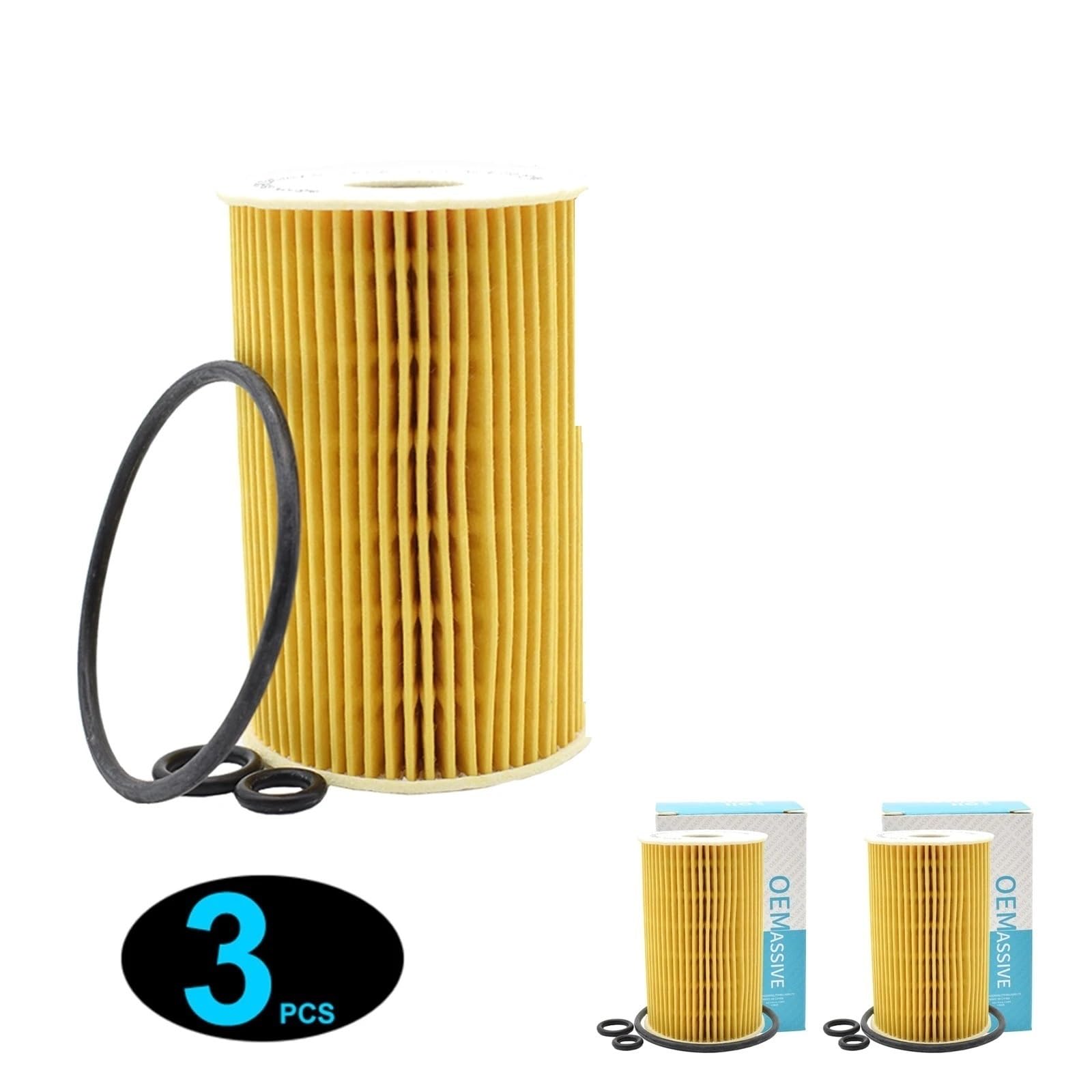 Filtro de aceite giratorio 3 filtros de aceite de motor 03L115562 03L115466. Compatibles con Audi A1, A3, Q3, Q5 y ​​TT; VW Beetle; Eos; y Golf MK5 y MK6.