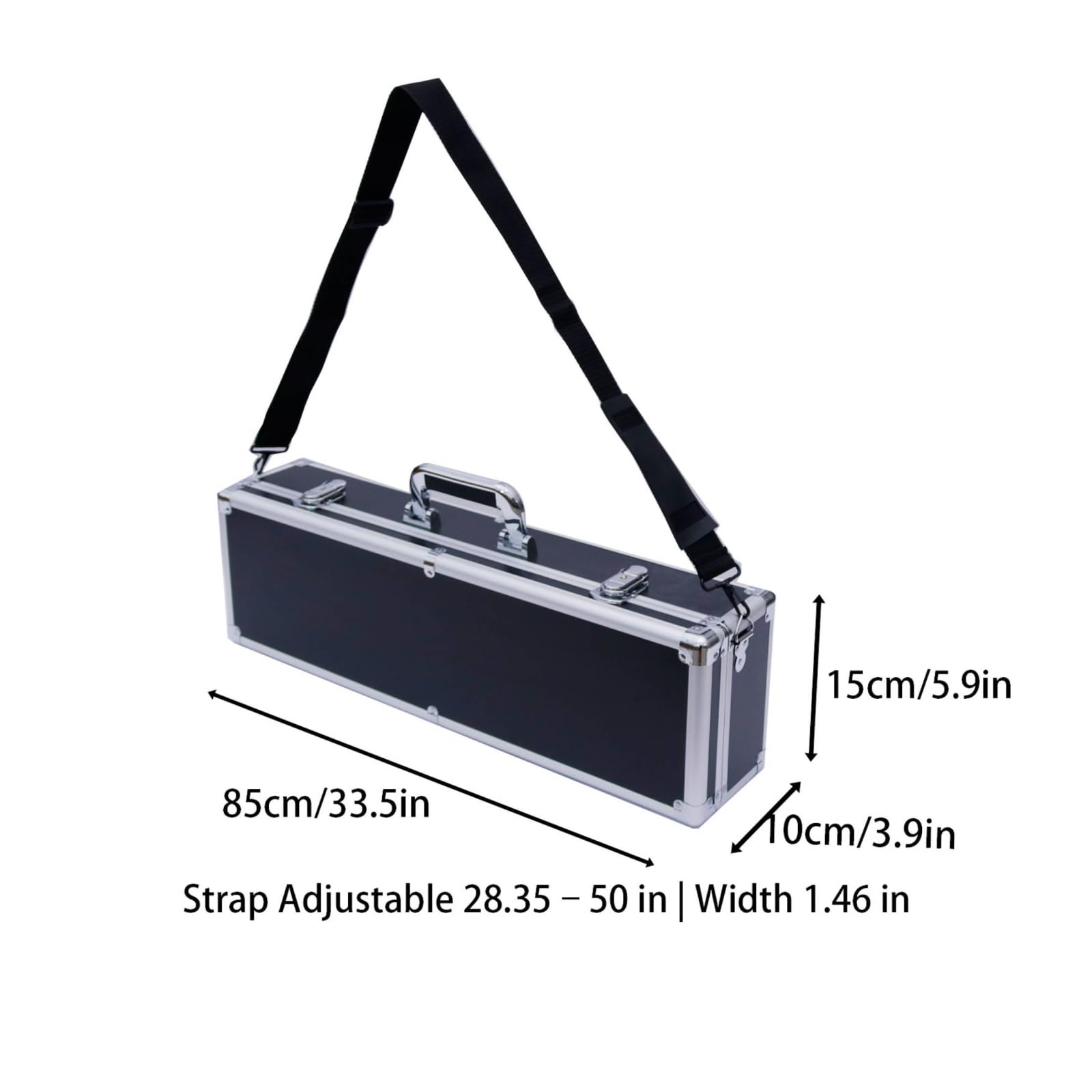 predolo Instrumenten mit Schultgurt gepolstt Hartschalen aus Aluminiumlegiung hartschalig Transport für geordnete Gäteaufbewahrung, 85x15x10cm