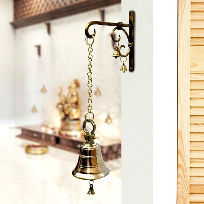 Deeps Shop Antique Hanging Bells for Pooja Room Temple Brass