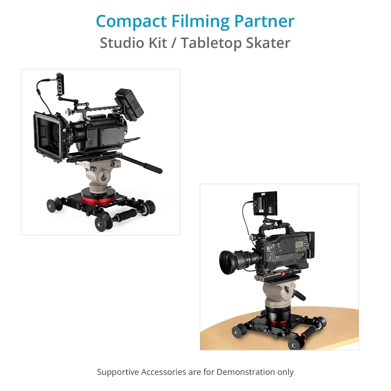 Proaim Fusion Video-/Filmkamera-Dolly Slider mit Track-Enden, läuft auf Schienen und flachen Oberflächen, Nutzlast bis zu 100 kg (DL-FUSN-01)
