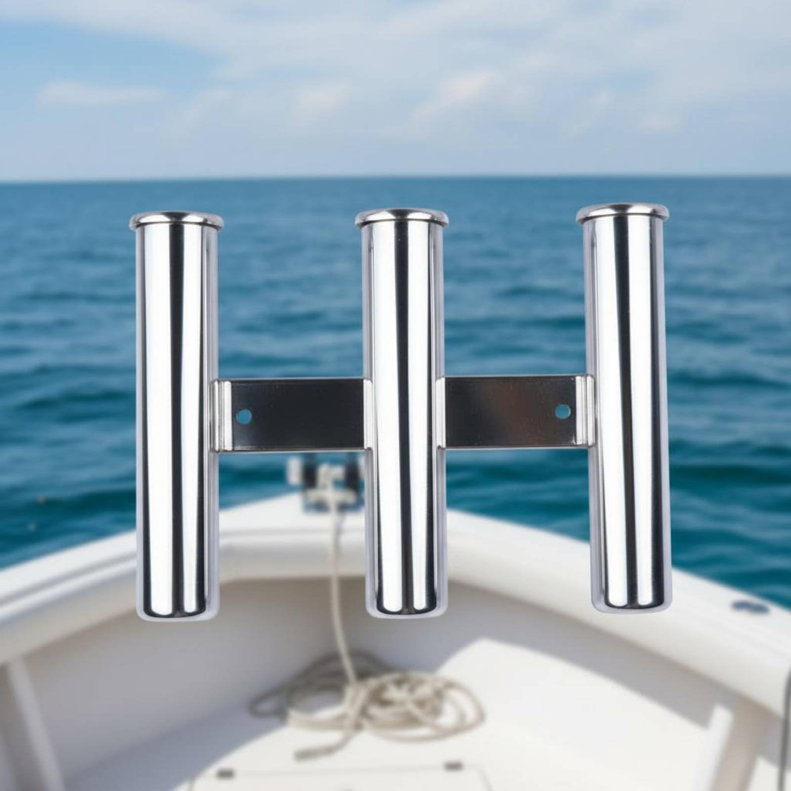 Rack Multi-Canna in Acciaio Inox Stabile Porta-Canne da Barca Compatto Tubo Porta-Canna Multiplo