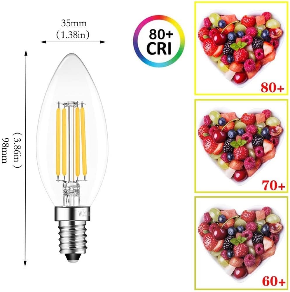 HHF Iluminación del hogar, Paquete de 10/25/50, Bombilla de Vela de filamento Led AC220V C35 E14 6W Bombilla de luz Regulable lámpara de candelabro Retro Edison(50PCS Warm White)