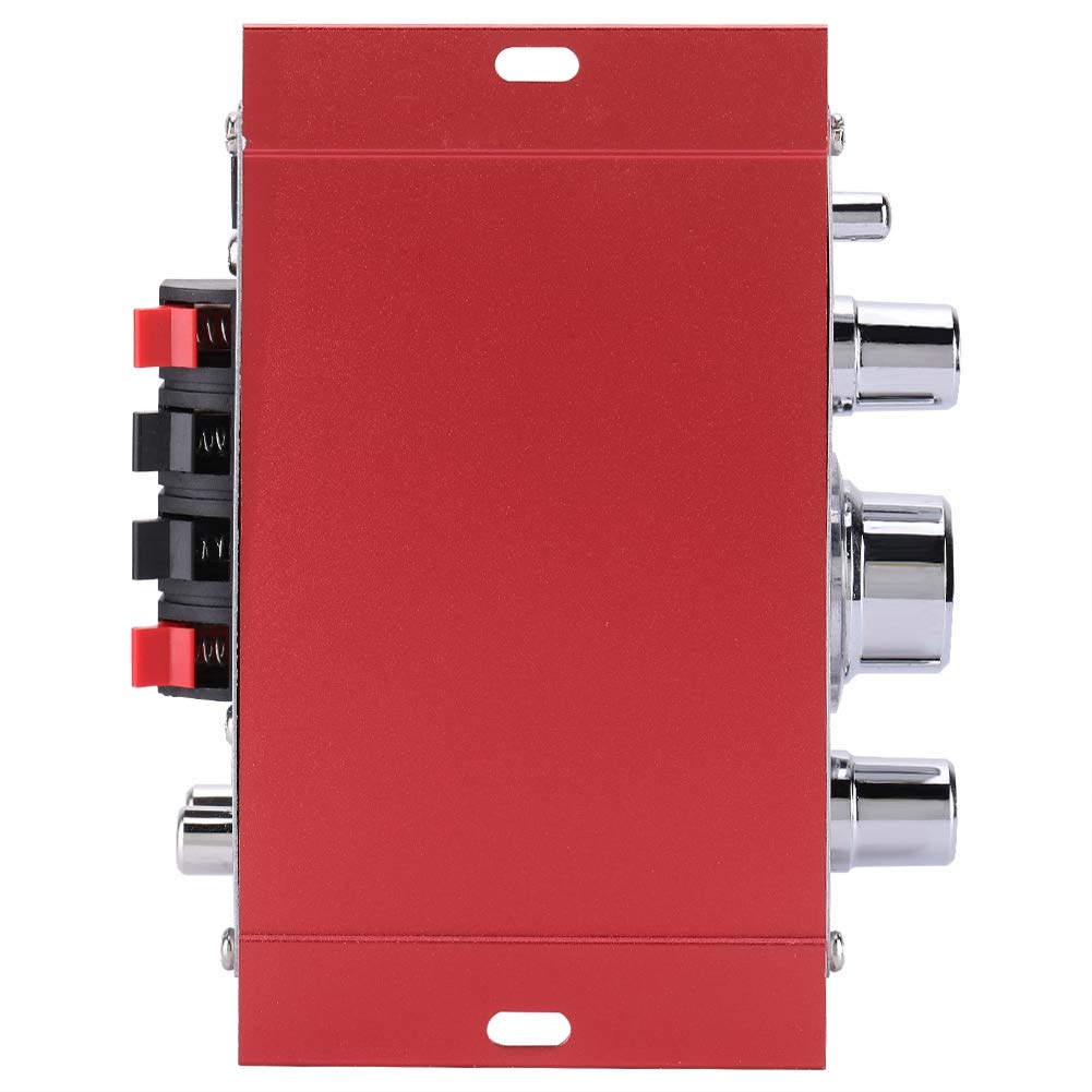 HY - Amplificateur de voiture 2001, Mini amplificateur automatique de voiture numérique Hifi Audio Music Cd Dvd Mp3 Fm Player, Low Distortion, for Circuit Design, Sound, Transparent, Bright(rouge)