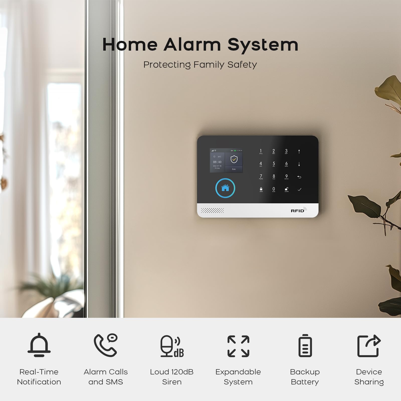 4G + WLAN Alarmanlage für Haus & Wohnung, 8 Stück Smart Komplettsysteme mit App, 120dB Sirene, Tür- und Fenstersensoren, Bewegungsmeldern, Fernbedienungen, Funktioniert mit Alexa