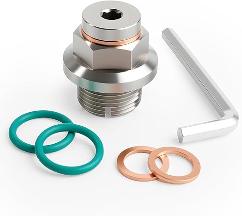 Miniatura 8 de M14.1-1.25 x 15mm Tapón de drenaje de aceite Oversize Piggyback, kit de reparación de rosca de bandeja de aceite con autorroscado de acero inoxidable