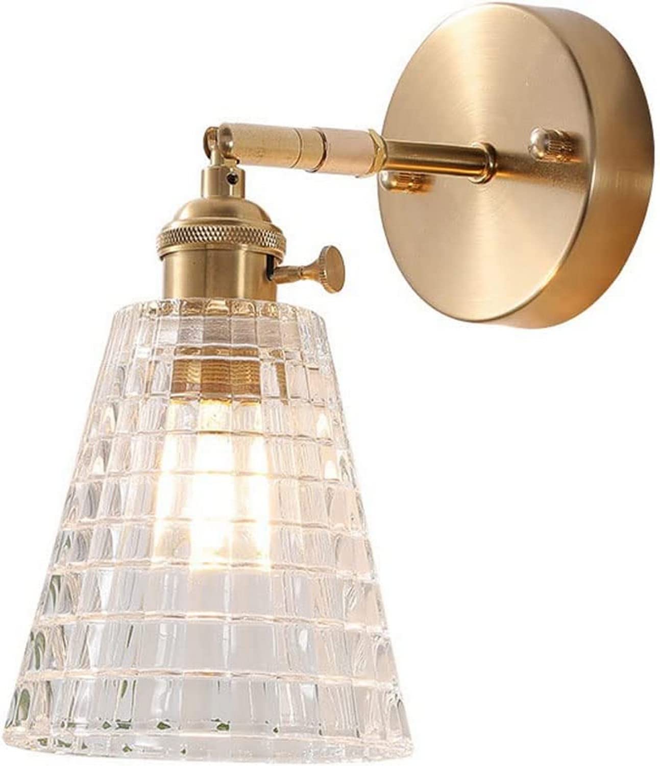 CWCQGH Wall Sconces, Wall Light Modern E27 1-Light Adjustable Wall Sconce Glass Shade Vanity Wall Lighting Bathroom Corridor Wall Mount Lamps Interior Metal Wall Luminaire L5.12in Bedside Decor Lamp