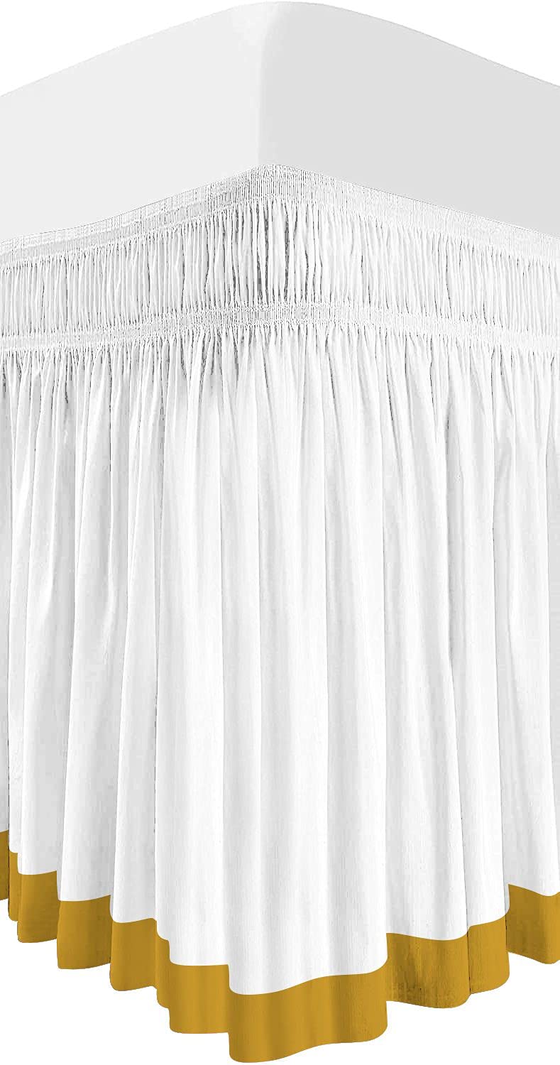 Tow Tone Wrap Around Dorm Room Bed Skirt with Three Side Coverage in Split Corner 1000 Thread Count