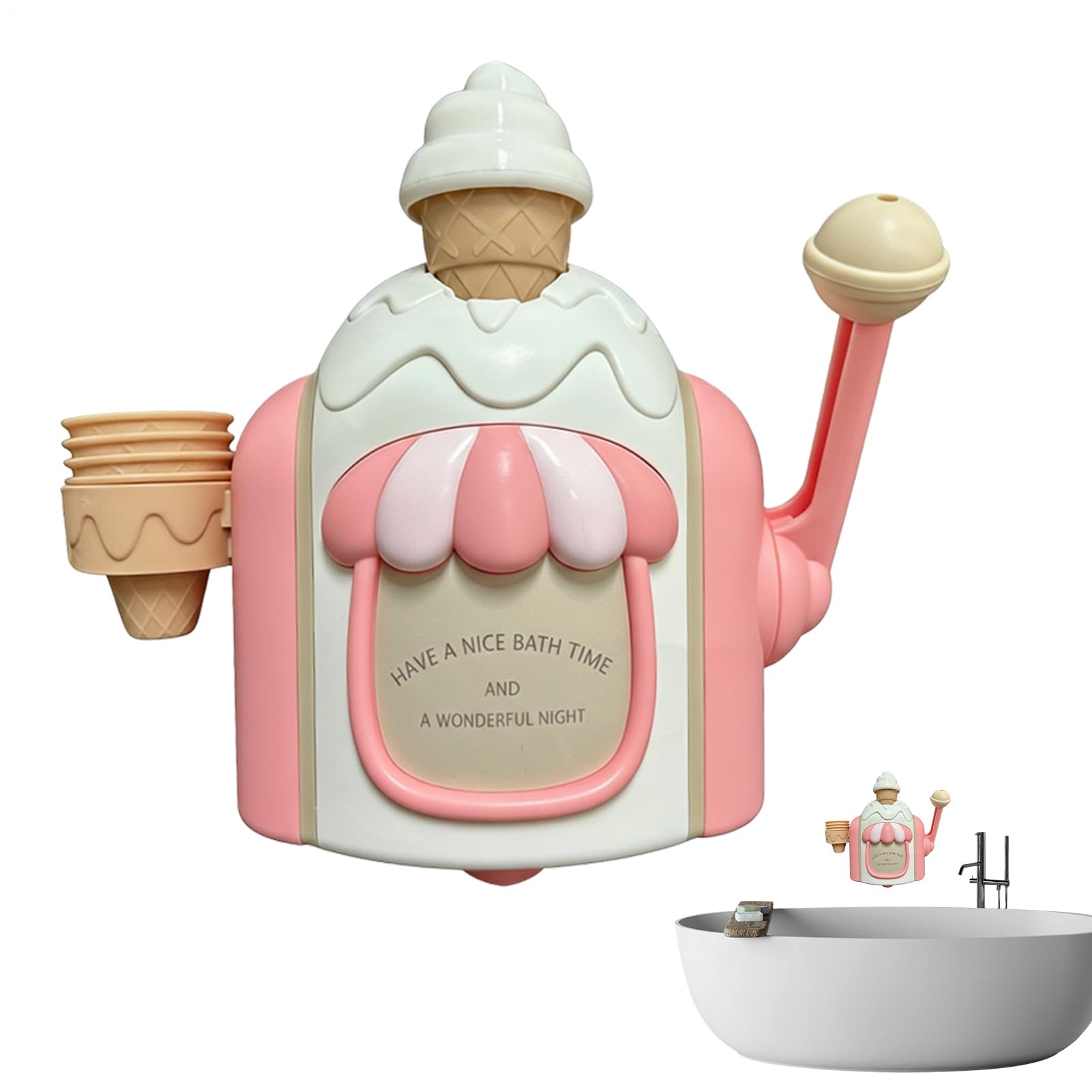 Bubble Ice Cream Maker Bath Toy,Pretend Play Educational Toy - Bathtub Bubble Machine,for Playtime Indoor Home Pool Shower Kids Girls Boys Ages 4