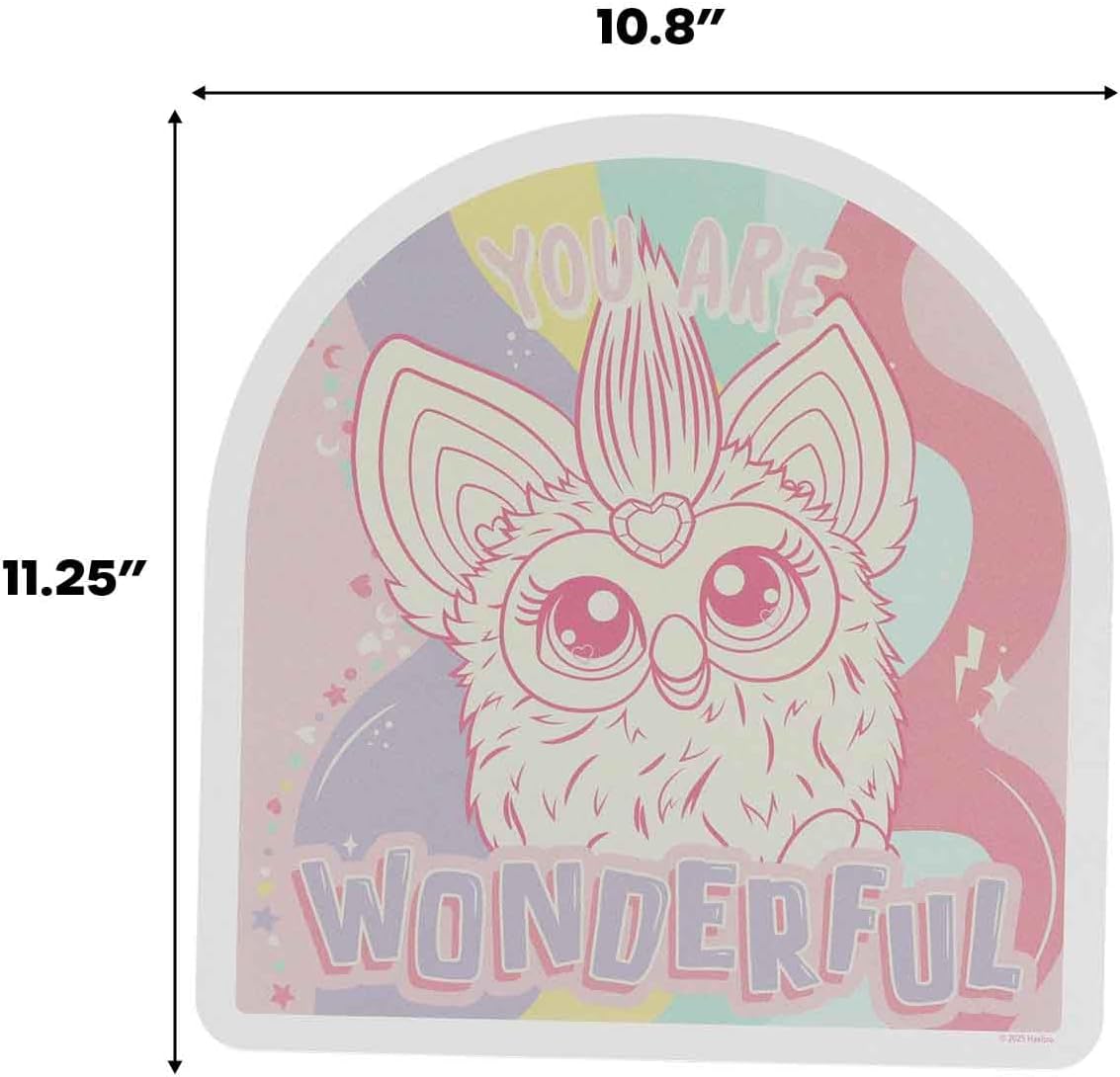 Hasbro Furby You Are Wonderful Wood Sign - Pastel Rainbow Wall Decor Featuring Retro Furby Art - Image 6