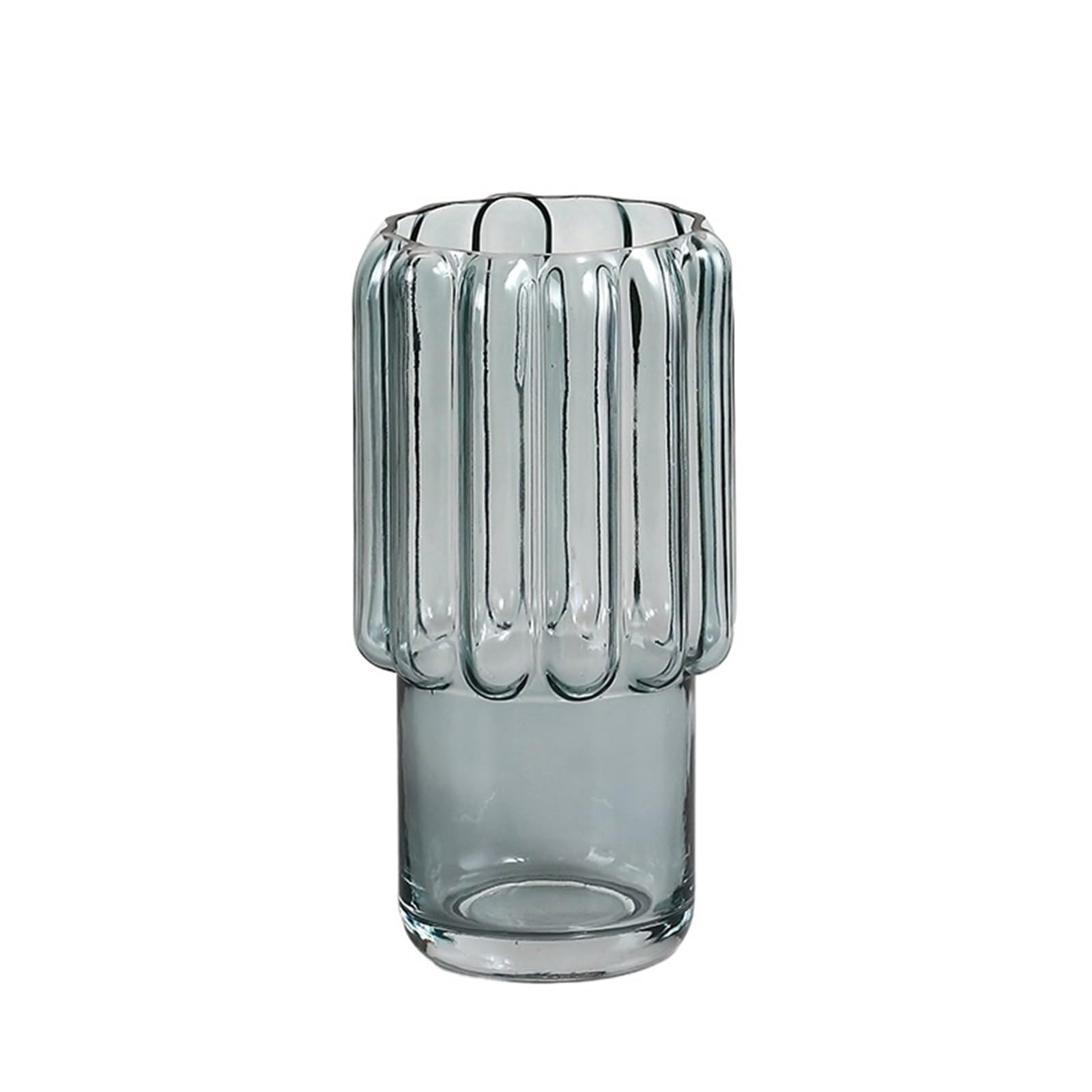Geometric Vase Home Blue Transparent Vertical Glass Vase Living Room Soft Decoration Flower Ware(Color01)