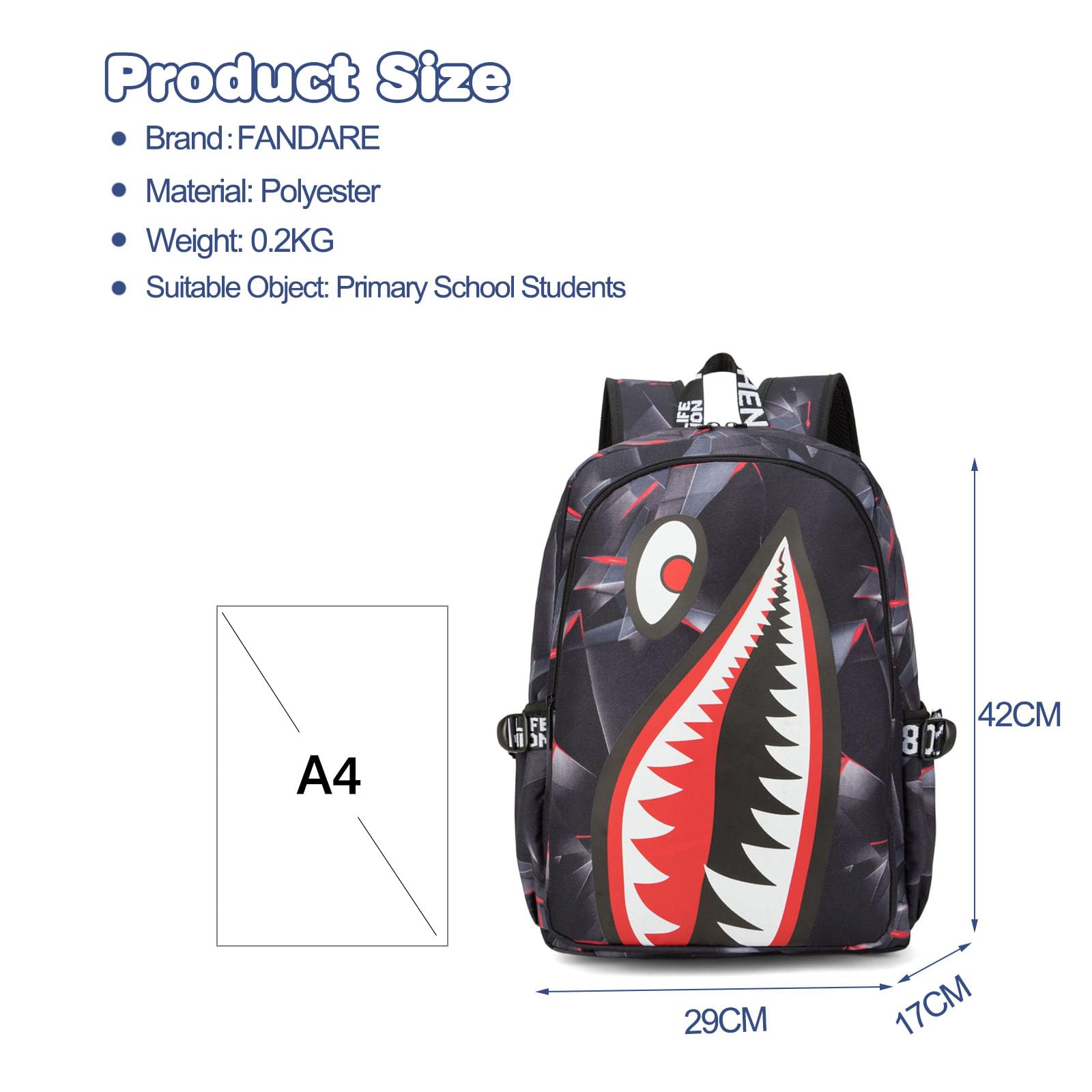 FANDARE Zaino per Bambini Ragazzo Zainetto Scuola Galaxy con Porta di Ricarica USB - Zaino Leggero Casual per Adolescenti