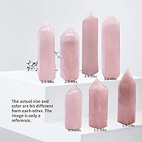 Vista 4 de Torre grande de cristal de cuarzo rosa de 1.5 a 2.0 libras de cristal curativo 6 varitas de punto facetado, 1 pieza para meditación, terapia
