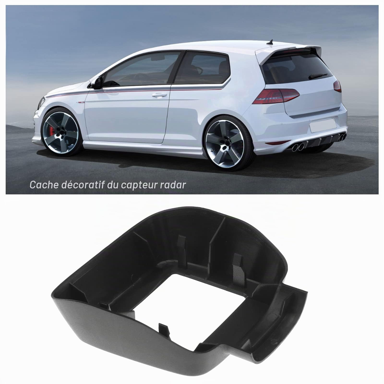 Cache de capteur de Radar de Voiture Compatible avec Golf MK7 2013-2016 5G0907225A9B9 5G0907225A Pièces de Rechange ABS Noir