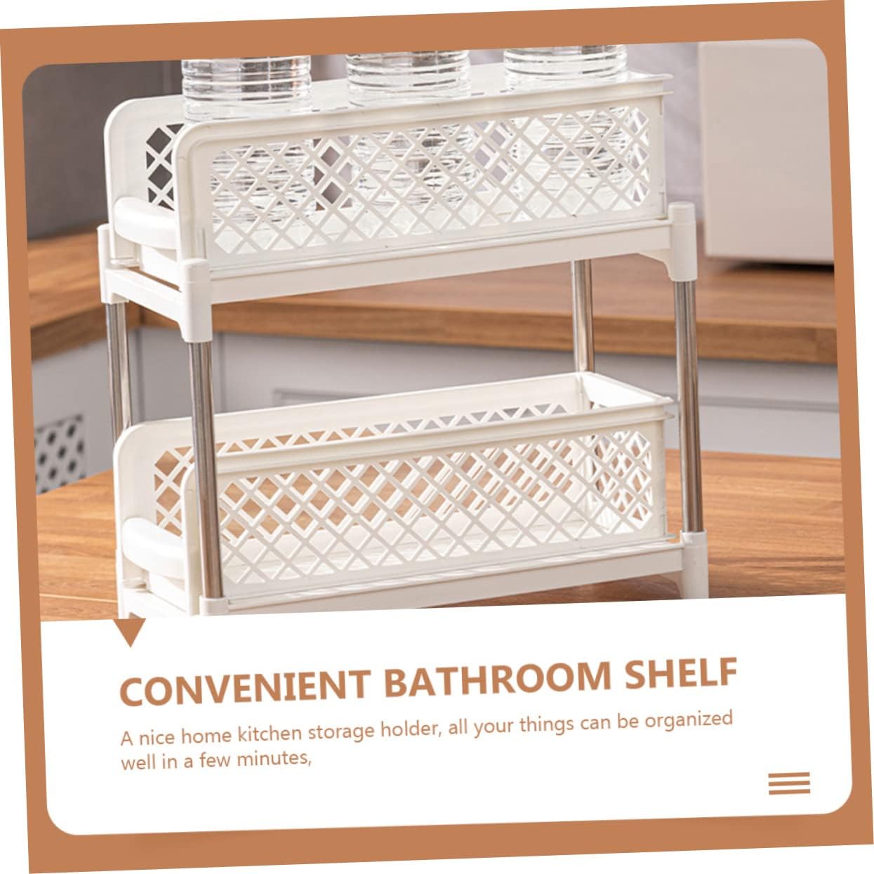 Multi-function Kitchen Organizer Double Layer Shelf Bathroom Supply White