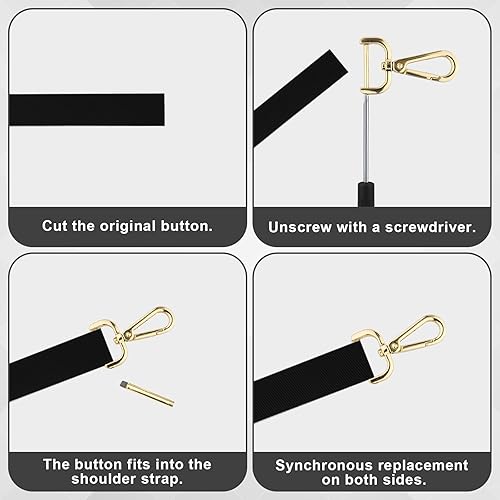 Miniatura 4 de 4 piezas de cierre giratorio de gancho a presión, anillos en D de 1 pulgada con destornilladores pequeños, cierres de pinza de langosta de aleación