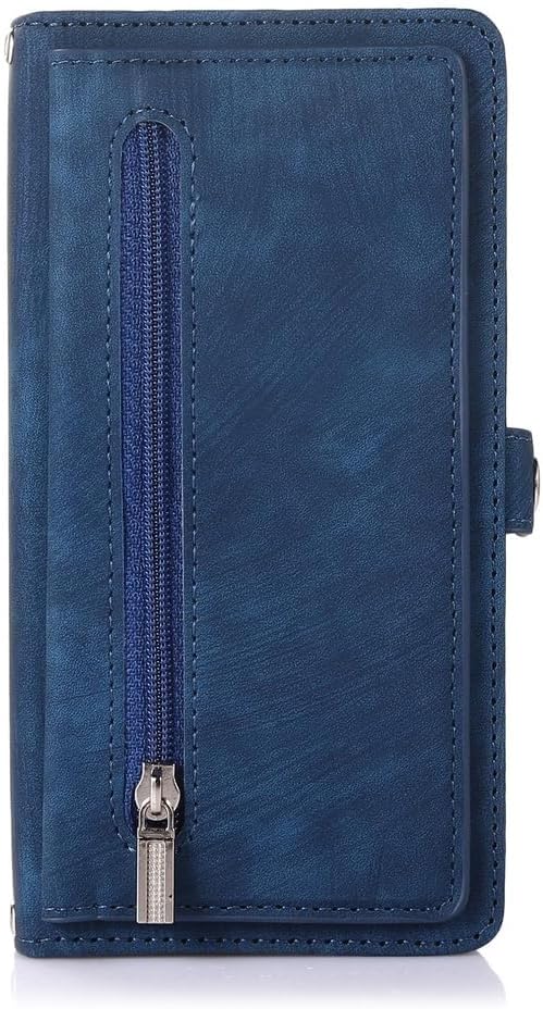 Litchi Texture Flip Wallet Case for iPhone 17/17 Air/17 Pro/17 Pro Max, Business Cover with Crossbody Shoulder Strap, Slim Design(Blue,17 Pro)