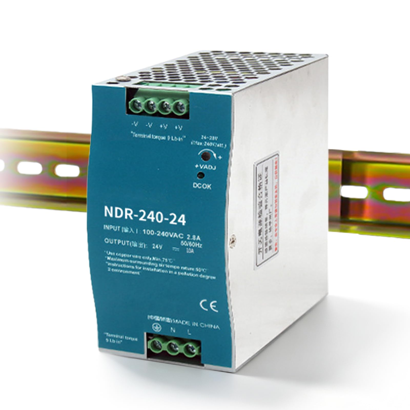 Fuente de alimentación de 24 V, 240 W, 10 A: transformador de 100 – 240 V a 24 V, fuente de alimentación conmutada para automatización industrial, protección contra sobretensiones, sobrecargas