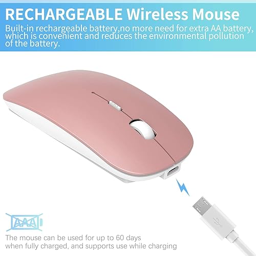 Miniatura 3 de ElizaHelen Wireless Bluetooth Mouse Dual Mode Slim Rechargeable Wireless Silent Mouse 24G Portable USB Optical Wireless Computer Mice with USB