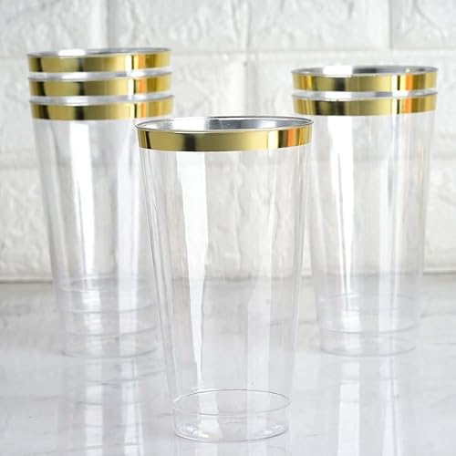 Miniatura 2 de Efavormart - Paquete de 12 vasos desechables de plástico con purpurina dorada de 17 onzas para bodas, fiestas, banquetes, hogar, picnic, vajilla al