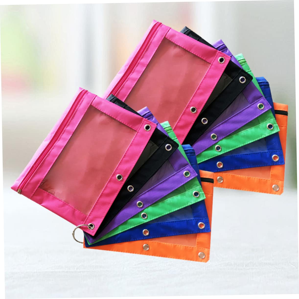 Tofficu 12piezas Bolsa Papelería Oficina Unidades Oxford Transparente Estuche Lápices Orificios De Aire Duradera Ligera para Graduación Cumpleaños Regreso Clases y Navidad