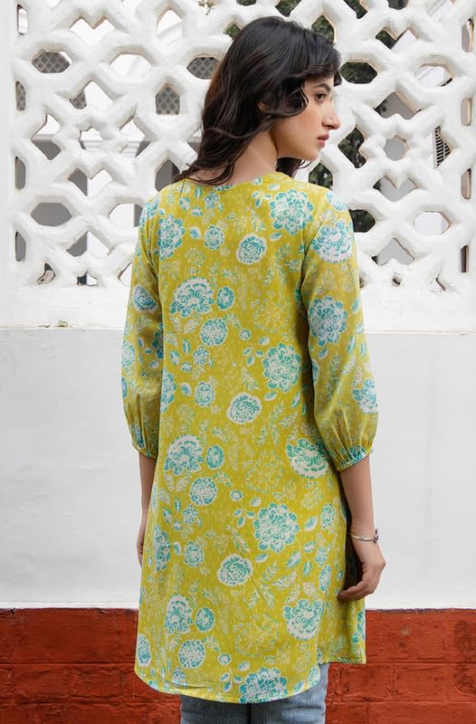 Image of Janasya Women's Georgette Floral Regular Tunic