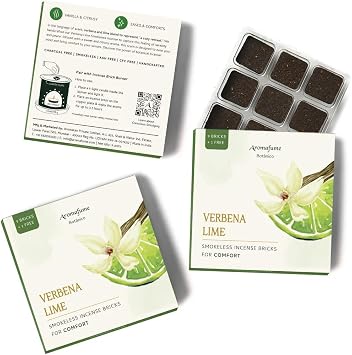 Verbena Lime Incense Bricks 3 x 9 Bricks Refill Pack by Aromafume | Ideal for Mood upliftment, Positivity, Meditation, Purification of The Environment,Foul Odor Elimination, Relaxation | Refill Pack