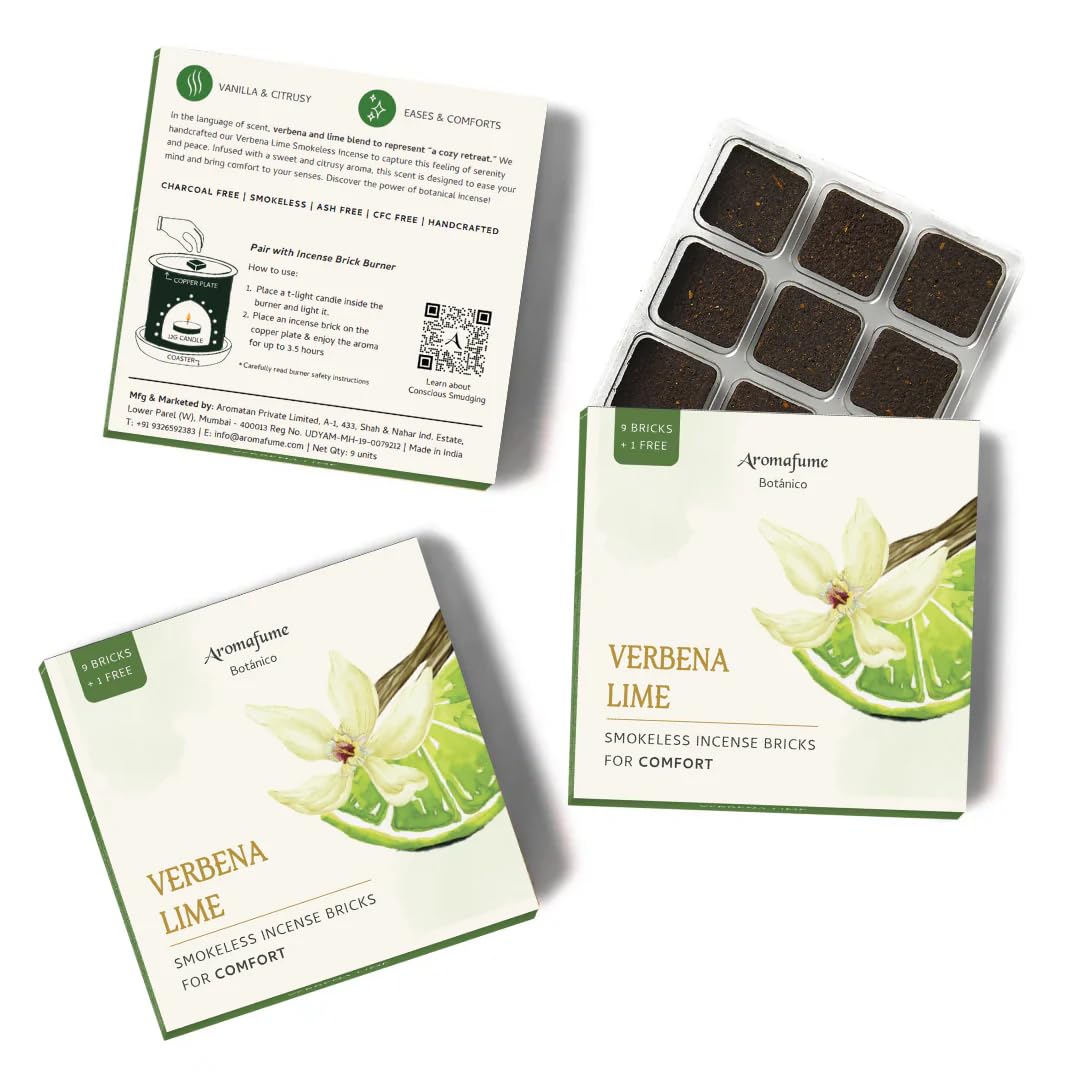 Verbena Lime Incense Bricks (3 x 9 Bricks)Refill Pack by Aromafume | Ideal for Mood upliftment, Positivity, Meditation, Purification of The Environment, Foul Odor Elimination, Relaxation | Refill Pack