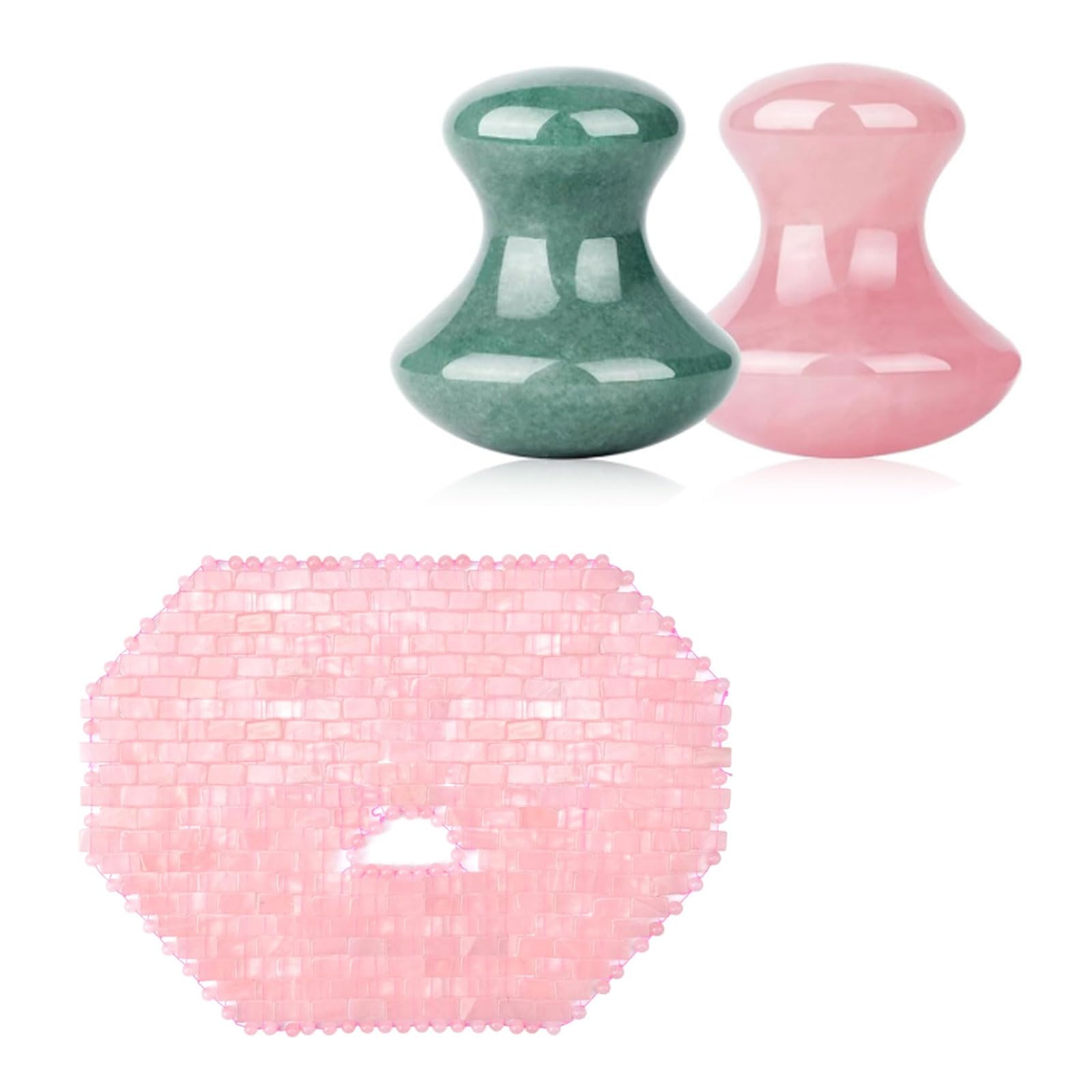 ideayard Rose Quartz Face Cold Mask Mushroom Gua sha 2Pcs Jade Eye Massage Facial Tool Smooth Cute Mushroom